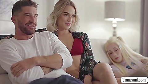 Blonde with large tits sucks and gets fucked in ass