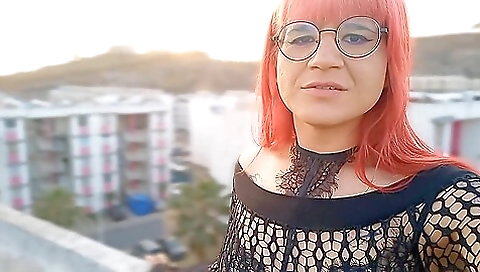 I am wearing red stockings and high heels while masturbating