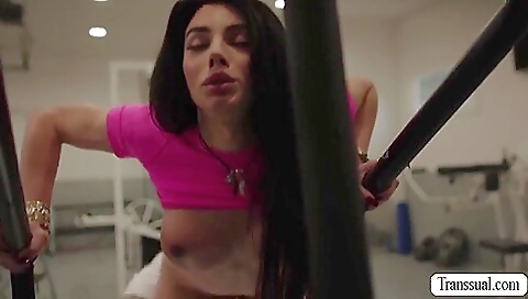 Big titted brunette and a big titted dude fuck in a threesome