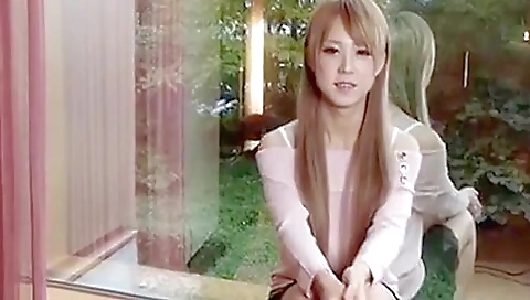 Asian transsexual is stripping and jerking her sexy body