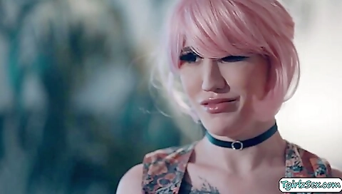 Redhead with big ass and tattooed tits rides a big black cock