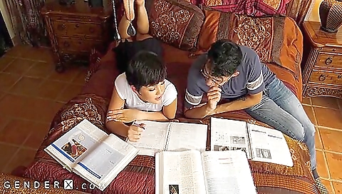 Big-tittied Asian babe is giving a good blowjob to stepbro