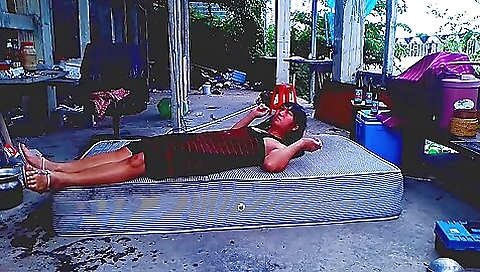 Asian teen girl with a good booty rides a dick outdoors