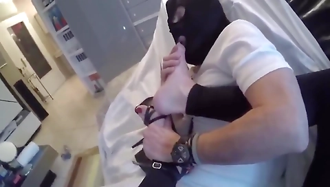 Mature tranny fucked by a boy and gets cum on the floor