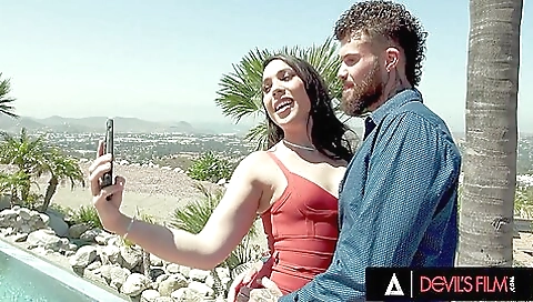 Brunette with large tits gets fucked by a huge cock