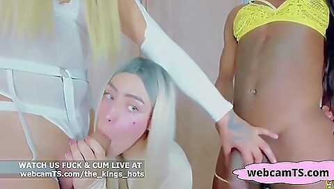 Ebony and brunette sluts getting fucked by a big black cock